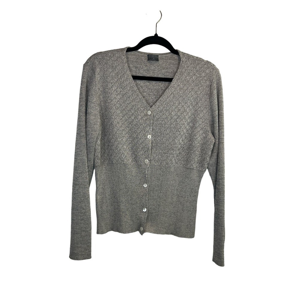 Enigma Italy Vintage Cardigan Wool Blend Metallic Accent Size Large